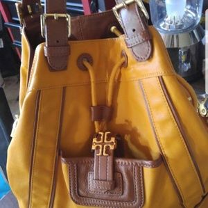 Tory Burch Mustard Coated Canvas Dash Backpack